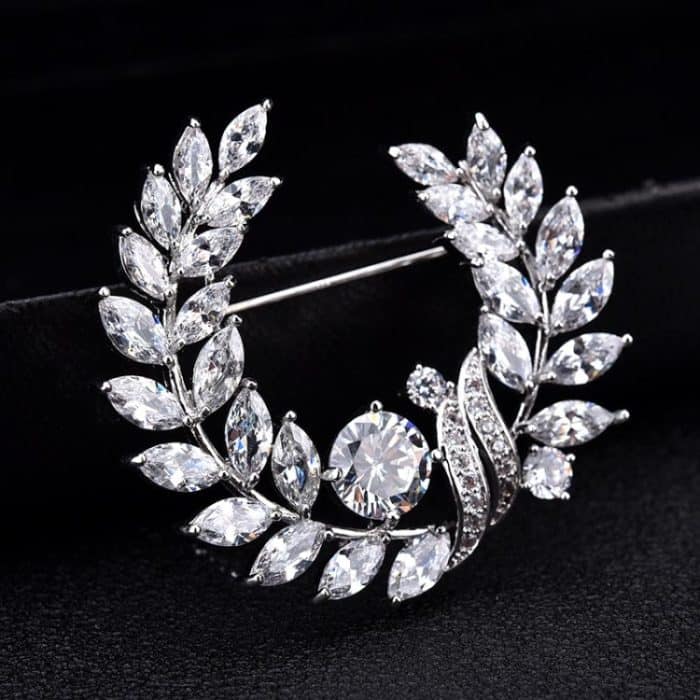 TBD0200461201A_6.jpg Olivenzweig-Gras-Ring, Zirkon-Brosche, exquisite Accessoires, Medaille, modische Brosche, Mantel, Pullover, Anstecknadel – Bild 7