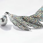 Vintage-Stil, bunte Kristall-Perlen-Feder-Brosche, Splitternadeln, Broschen – Bild 3