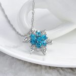 Charm Vintage Kristall Schneeflocke Zirkon Blume Silber Halsketten Anhänger Schmuck Geschenk für Frauen