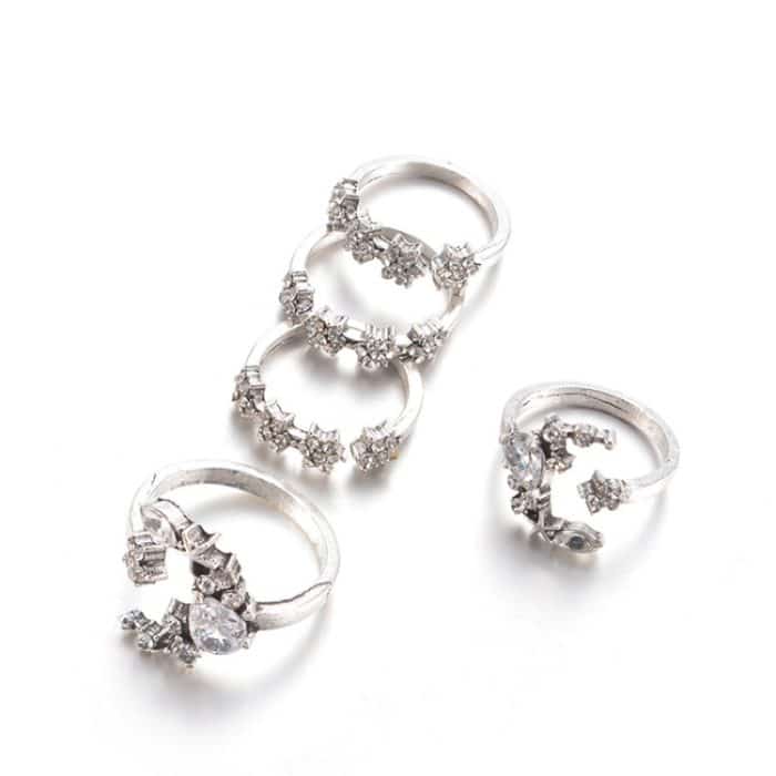 5 PCS / Set Vintage Damen Star Moon verstellbares Ringset – Bild 3