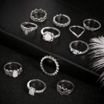11 PCS / Set Bohemian Retro Totems Opal Lotus Kristall Hohlring Set – Bild 4