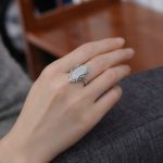 Vintage versilberter weißer großer ovaler Opalring für Frauen – Bild 6