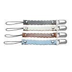 3 PCS Wave Leder Baby kurze Schnuller Clip Kette Metall Schnuller Nippelhalter Verschlüsse – Bild 3