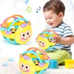 Weiche Gummi Cartoon Biene Hand Klopfen Rassel Hantel Frühen Pädagogisches Spielzeug für Kind Hand Glocke Baby Spielzeug, Bee Dumbbell – Bild 2