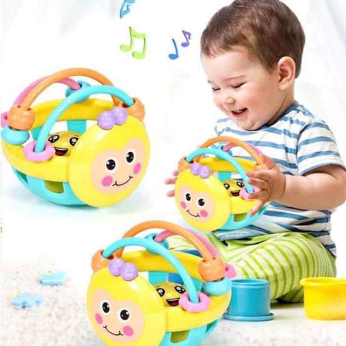 Weiche Gummi Cartoon Biene Hand Klopfen Rassel Hantel Frühen Pädagogisches Spielzeug für Kind Hand Glocke Baby Spielzeug, Bee Dumbbell – Bild 2