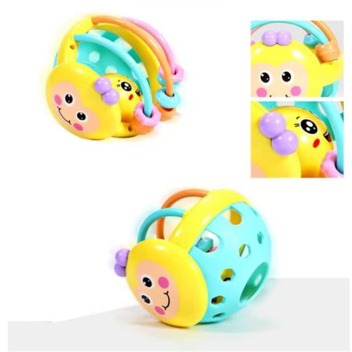 Weiche Gummi Cartoon Biene Hand Klopfen Rassel Hantel Frühen Pädagogisches Spielzeug für Kind Hand Glocke Baby Spielzeug, Bee Dumbbell – Bild 5