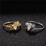 Weißer Opalring für Damen, Verlobungsringe mit Kristallen – Bild 6