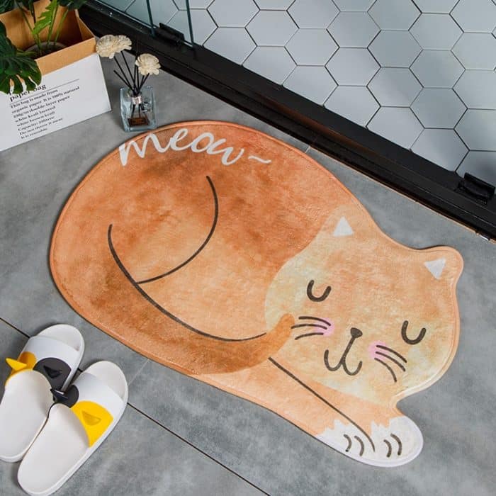 Cartoon schlafende Katze Badematte Badezimmer Teppiche Toilette Anti-Rutsch-Bodenmatte, 40X60CM, 50X80CM, 60X90CM – Bild 1
