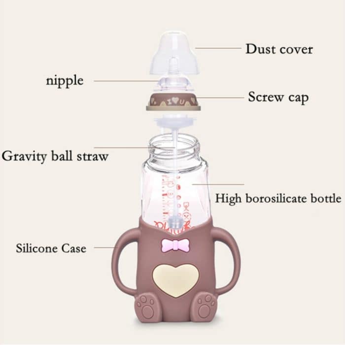 Baby-Silikon-Glasflaschen. Tropfensichere und blähungssichere Glas-Babyflasche – Bild 5
