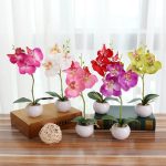 Dekorative Landschaftsgestaltung runder Topf drei Blumen Phalaenopsis Bonsai Simulation Topfpflanzen – Bild 6