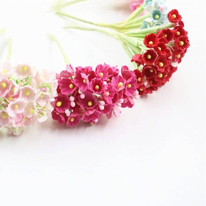 5 Zweige DIY handsimulierte Pflaumen-Mini-Beflockungstuch-Glücksblume – Bild 6