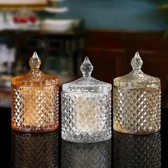 Barock Stil Glas Wattestäbchen Box Multifunktions-Aufbewahrungseimer Zahnstocherhalter Transparente Schmuck Aufbewahrungsbox – Bild 3