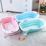 Baby-Klappbadewanne, tragbare Kunststoff-Babybadewanne, Dusche, Kinderbadewanne – Bild 6