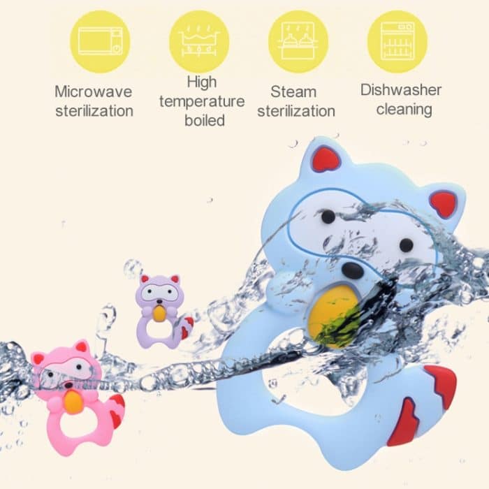 3 PCS Baby Waschbär Zahn Gel Molar Stick Silikon Baby Beißen Spielzeug Hand Rassel Spielzeug – Bild 8