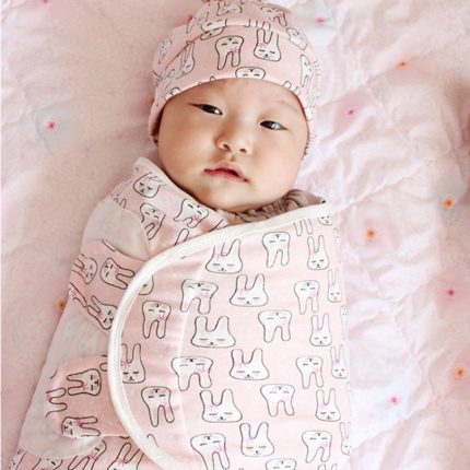 Frühling Sommer Baumwolle Baby Säugling Taschen Handtücher Schlafsäcke Gestrickte Tuch Kappe Set, S (50x70 CM), L (60x75 CM)