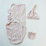 Frühling Sommer Baumwolle Baby Säugling Taschen Handtücher Schlafsäcke Gestrickte Tuch Kappe Set, S (50x70 CM), L (60x75 CM) – Bild 2