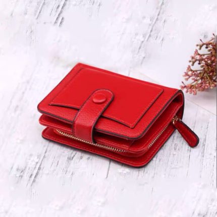 Kurze Damen-Geldbörse mit Multi-Card-Schnalle mit Litchi-Textur