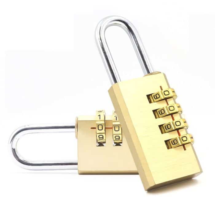 2 Stück vierstelliges Messing-Code-Vorhängeschloss, hochwertiges Sicherheits-Türschloss für Fitnessstudios, Gym Door Lock – Bild 3