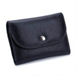 Kurze, schlanke Mini-Brieftasche aus genarbtem Leder, Kartentasche, Münzfach mit Reißverschluss, Black, Blue, Pink, Big Red, Gray