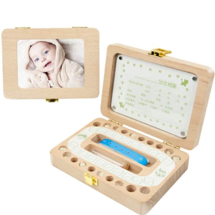 TBD0423239001A.jpg Holz-Fotorahmen für Jungen und Mädchen, Babyhaare, Säuglingszahnbox, Kinderzahn-Aufbewahrungsbox, Souvenir-Geschenk – Bild 1