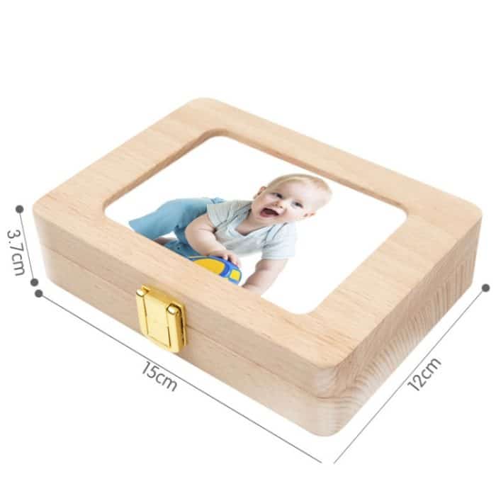 Holz-Fotorahmen für Jungen und Mädchen, Babyhaare, Säuglingszahnbox, Kinderzahn-Aufbewahrungsbox, Souvenir-Geschenk – Bild 3