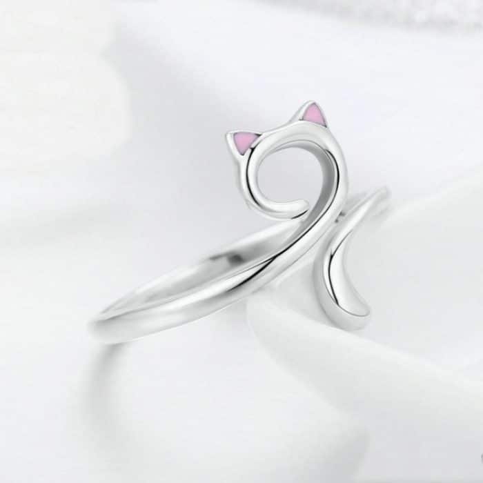 Cat Love Girl Ring S925 Offener Ring aus Sterlingsilber – Bild 4