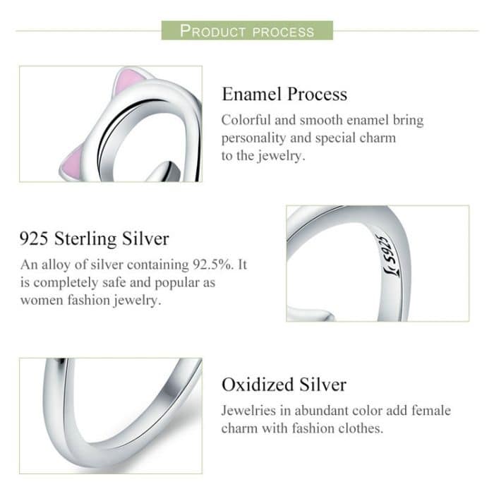 Cat Love Girl Ring S925 Offener Ring aus Sterlingsilber – Bild 5