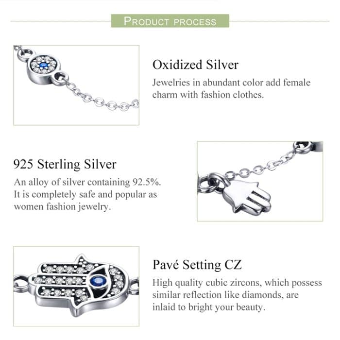 Hand von Fatima S925 Sterling Silber Armband – Bild 4