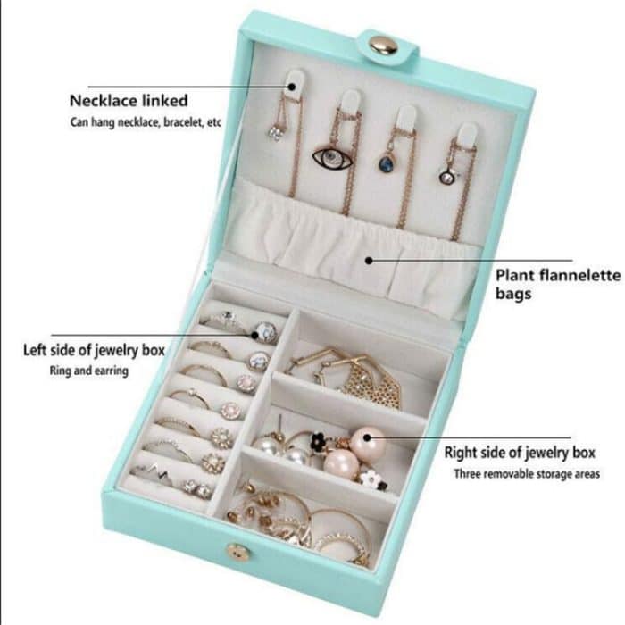 Leder-Schmuckschatulle, Aufbewahrungskoffer, Halter, tragbar, für Reisen, Schmuck, Ornamente, Organizer – Bild 4