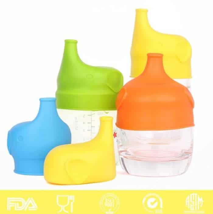 2 Stück weicher Flaschenverschluss aus lebensmittelechtem Silikon, Trinkhalm-Zubehör, Elefant, auslaufsicher, auslaufsicherer Flaschenverschluss – Bild 4