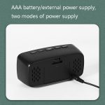 Batterie-Plug-In-Dual-Purpose-LED-Uhr Nachttischwecker,, Rectangular Black Surface White Light – Bild 5