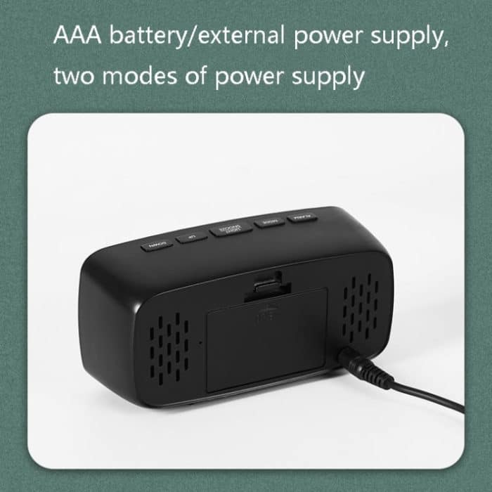 Batterie-Plug-In-Dual-Purpose-LED-Uhr Nachttischwecker,, Rectangular Black Surface White Light – Bild 5