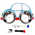 Kinder-Auto-Essteller aus 304 Edelstahl, Red, Blue, Blue (removable and washable)