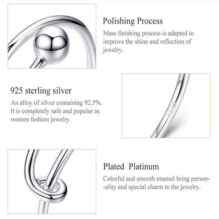 S925 Sterling Silber Ring Platinierter offener Ring – Bild 5