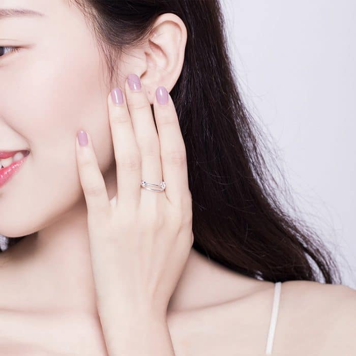 S925 Sterling Silber Ring Platinierter offener Ring – Bild 7