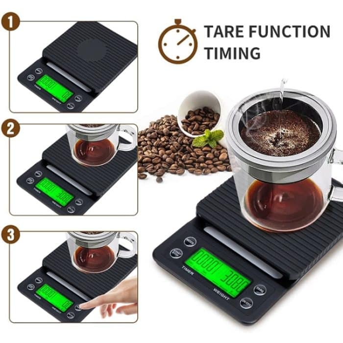 Handstanze, Kaffeewaage, Timing, elektronische Timer-Skala, Küchenwaage, 3kg/0.1g, 5kg/0.1g – Bild 7