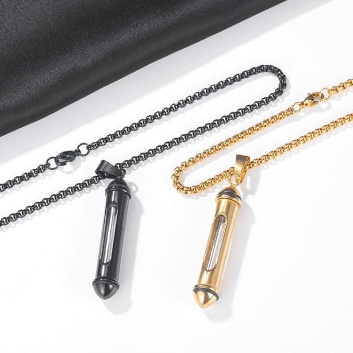OPK 1573 Halskette mit klassischem, zylindrischem, zu öffnendem Parfümflaschen-Anhänger für Herren – Bild 4