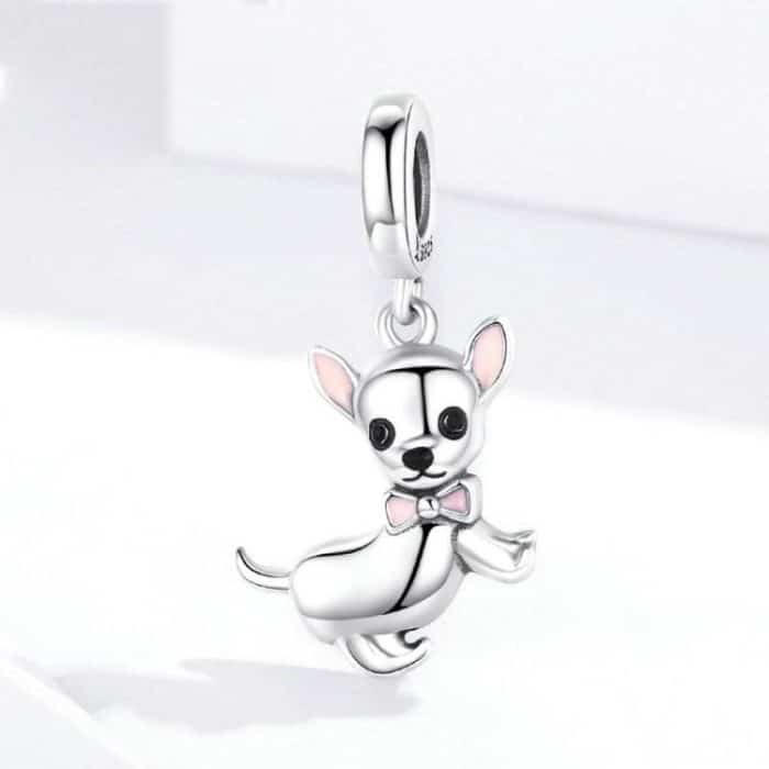 925 Sterling Silber Anhänger Hund Chihuahua Charm DIY Armband Zubehör – Bild 1