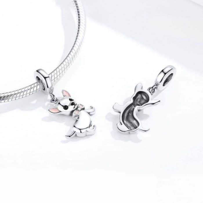 925 Sterling Silber Anhänger Hund Chihuahua Charm DIY Armband Zubehör – Bild 2