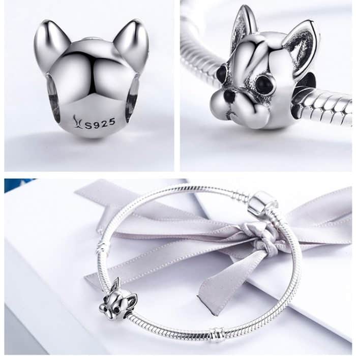 S925 Sterling Silber Animal Series Bulldog Perlen – Bild 5