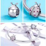 925 Sterling Silber Marienkäfer Rosa Zirkon Insekt Charms Perlen für Armbänder DIY – Bild 5