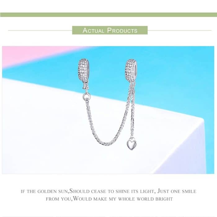 925 Sterling Silber Liebe Herz Sicherheit Kette Charms Stopper Anhänger Frauen Armbänder DIY Schmuck – Bild 3