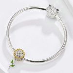 S925 Sterling Silber Hohl Sonnenblumen Anhänger Gelb DIY Armband Perlen – Bild 7