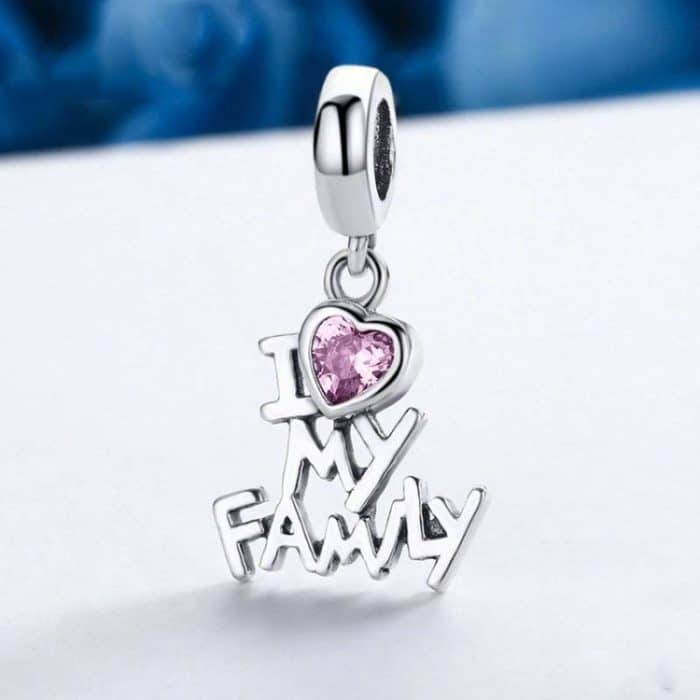 S925 Sterling Silber Ich liebe mein Zuhause Charme eingelegte rosa Edelstein Armband Zubehör – Bild 2