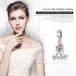 S925 Sterling Silber Ich liebe mein Zuhause Charme eingelegte rosa Edelstein Armband Zubehör – Bild 3