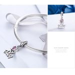 S925 Sterling Silber Ich liebe mein Zuhause Charme eingelegte rosa Edelstein Armband Zubehör – Bild 5