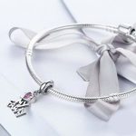 S925 Sterling Silber Ich liebe mein Zuhause Charme eingelegte rosa Edelstein Armband Zubehör – Bild 6