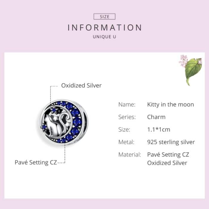 925 Sterling Silber Blue Moon Cat Perlen DIY Schmuck – Bild 4