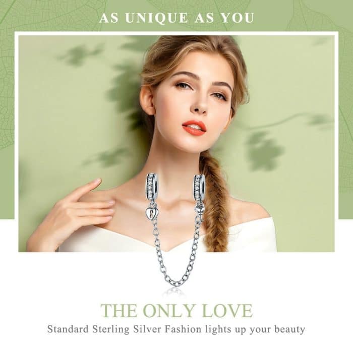 S925 Sterling Silber stapelbare herzförmige Sicherheitskette – Bild 3