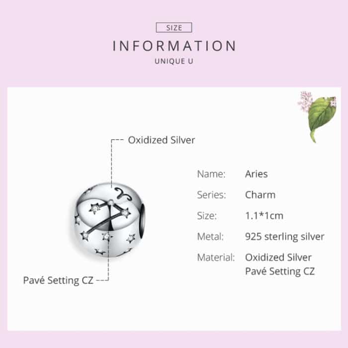 S925 Sterling Silber Zwölf Sternbilder Perlen DIY Armband Zubehör Schmuck Silber Perlen – Bild 4